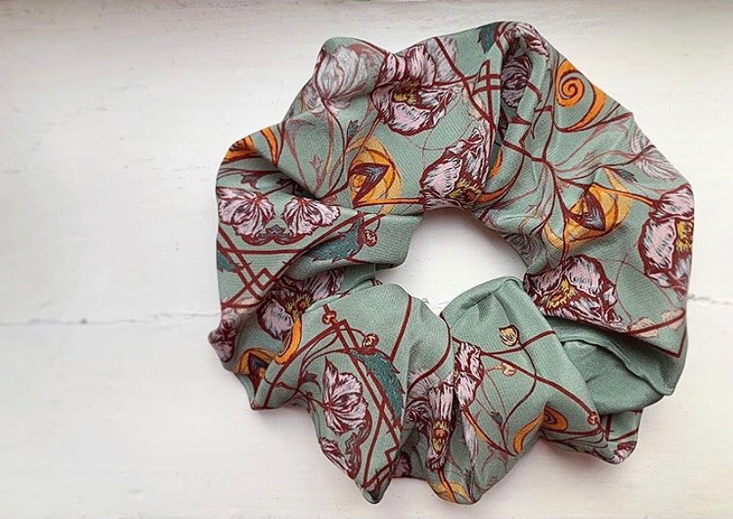 Secret Garden Silk Scrunchie.