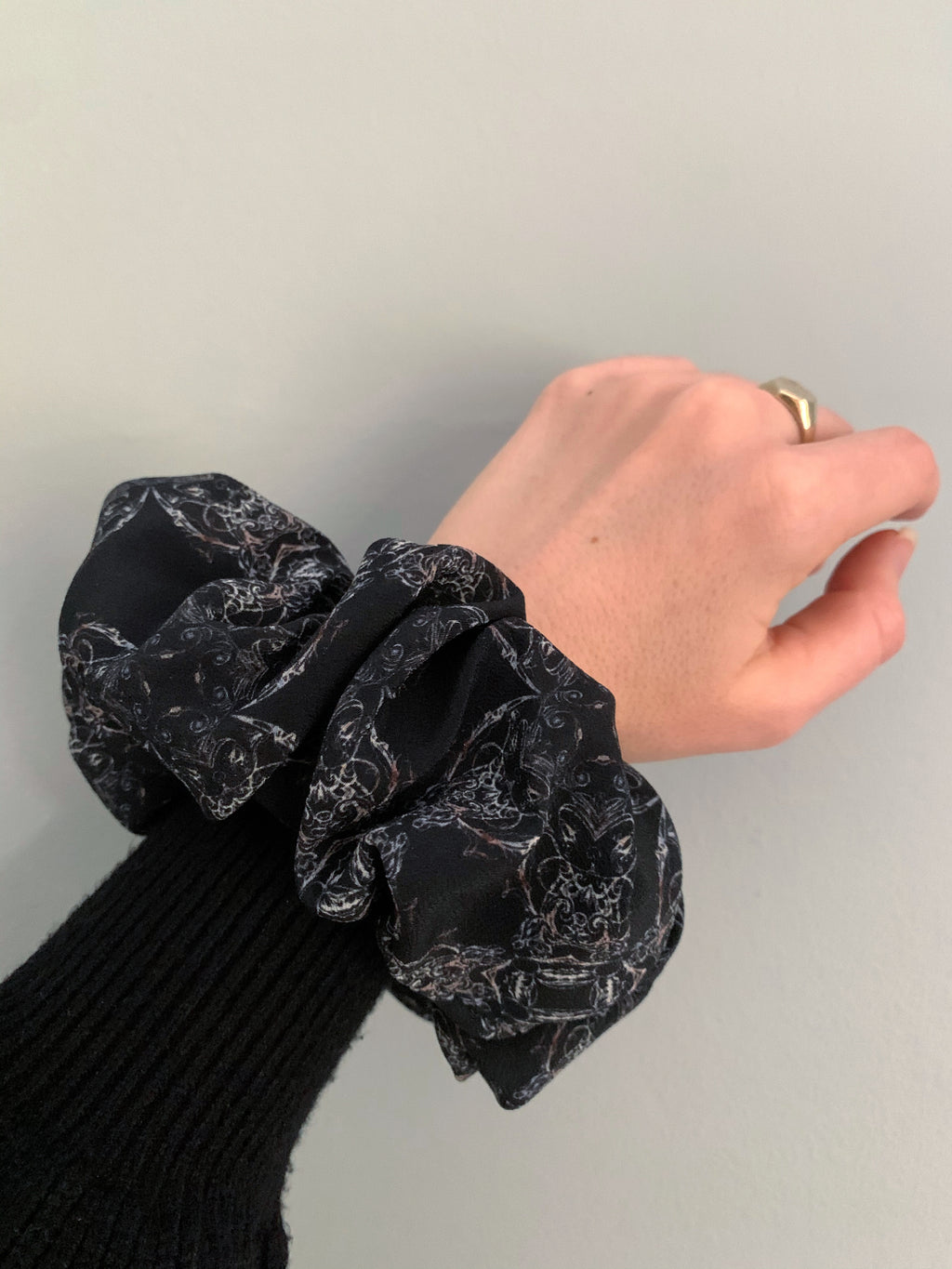 Shirley Charcoal Silk Scrunchie
